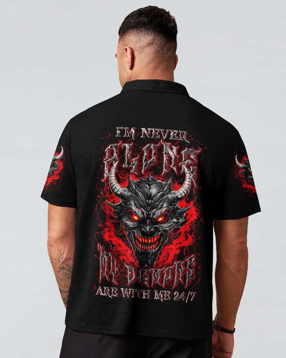 BLISSCORNERS I'M NEVER ALONE SKULL DEMON ALL OVER PRINT
