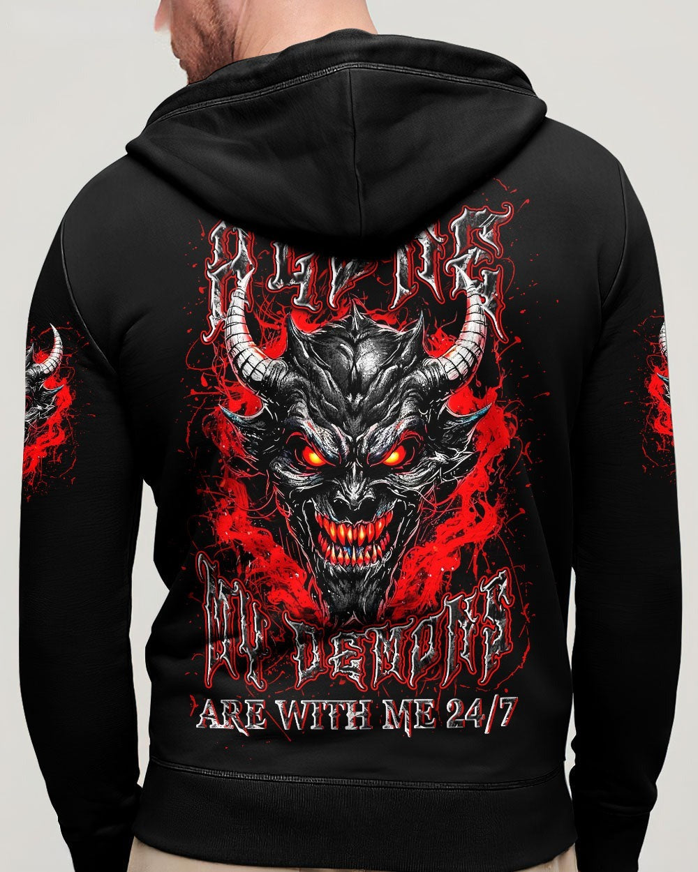 BLISSCORNERS I'M NEVER ALONE SKULL DEMON ALL OVER PRINT