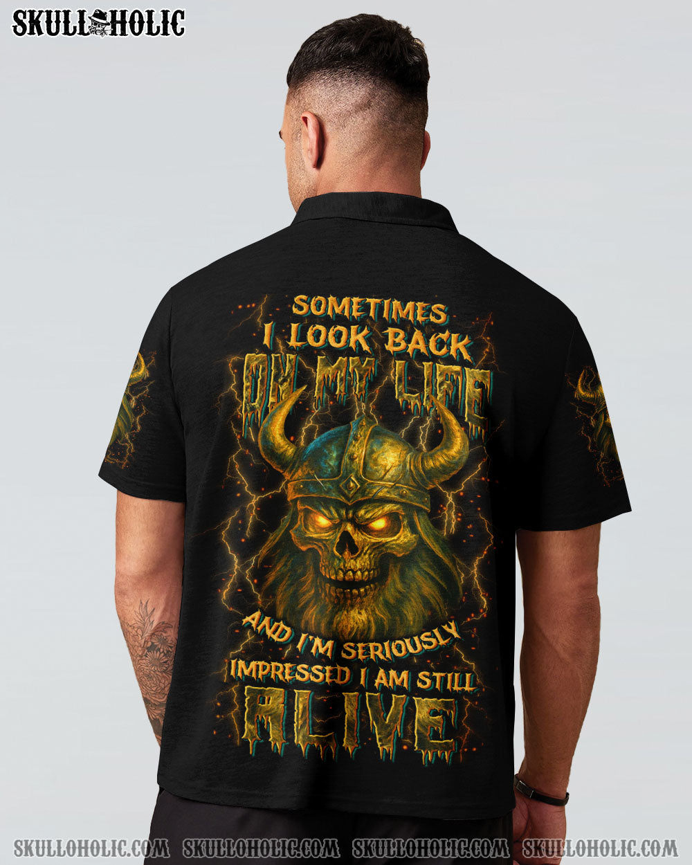 BLISSCORNERS SOMETIMES I LOOK BACK ON MY LIFE VIKING SKULL ALL OVER PRINT