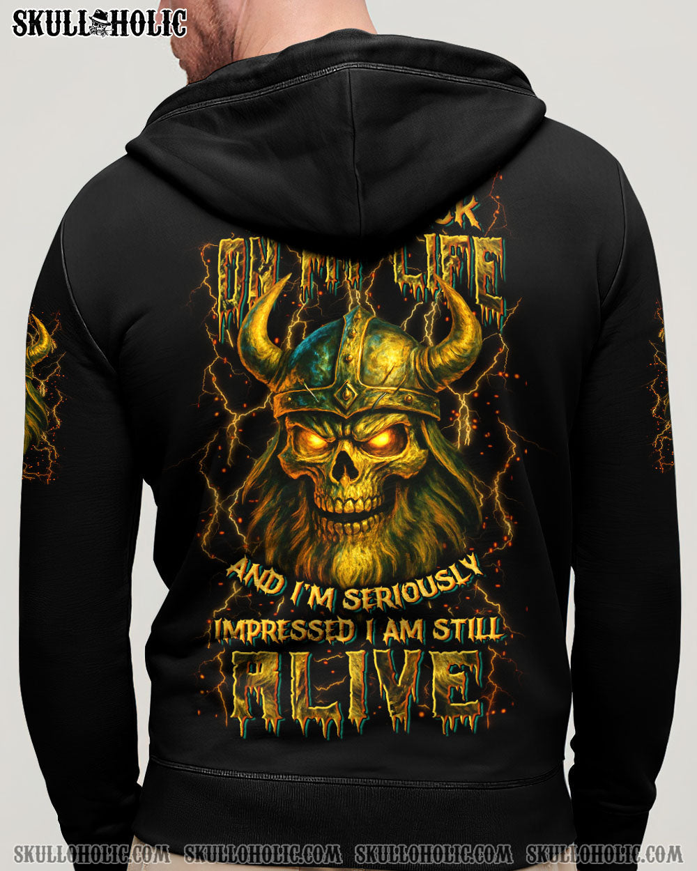 BLISSCORNERS SOMETIMES I LOOK BACK ON MY LIFE VIKING SKULL ALL OVER PRINT