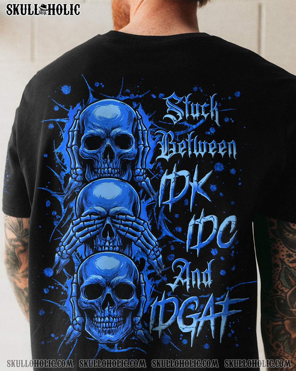 BLISSCORNERS STUCK BETWEEN IDK IDC AND IDGAF SKULL ALL OVER PRINT