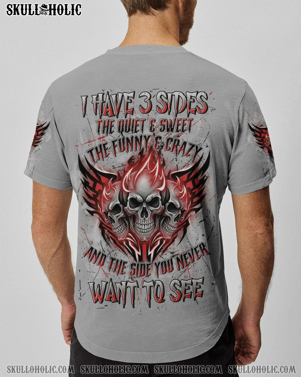 BLISSCORNERS I HAVE 3 SIDES 3 FIRE SKULLS ALL OVER PRINT