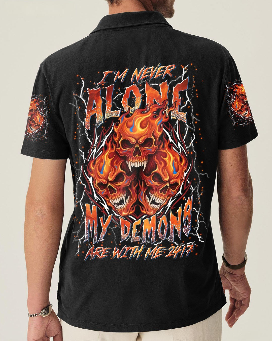 BLISSCORNERS I'M NEVER ALONE SKULL DEMON ALL OVER PRINT