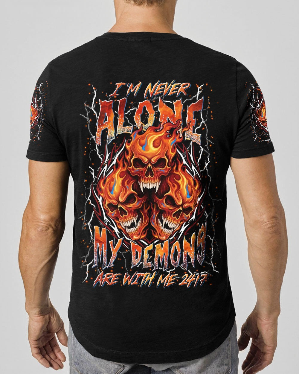 BLISSCORNERS I'M NEVER ALONE SKULL DEMON ALL OVER PRINT