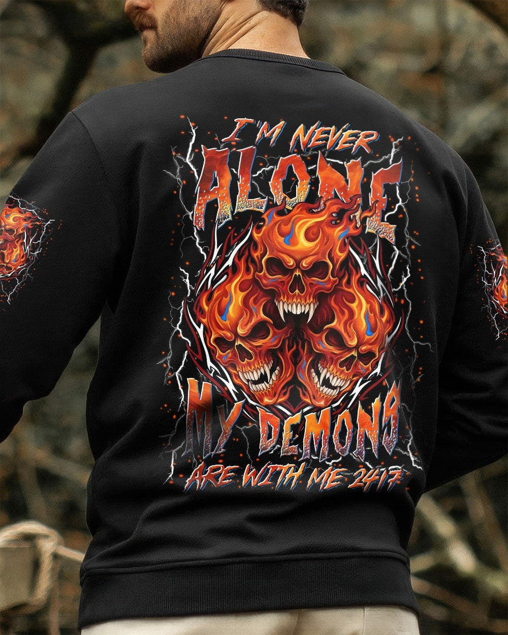 BLISSCORNERS I'M NEVER ALONE SKULL DEMON ALL OVER PRINT