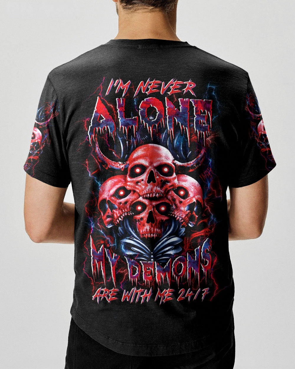 BLISSCORNERS I'M NEVER ALONE SKULL DEMON ALL OVER PRINT