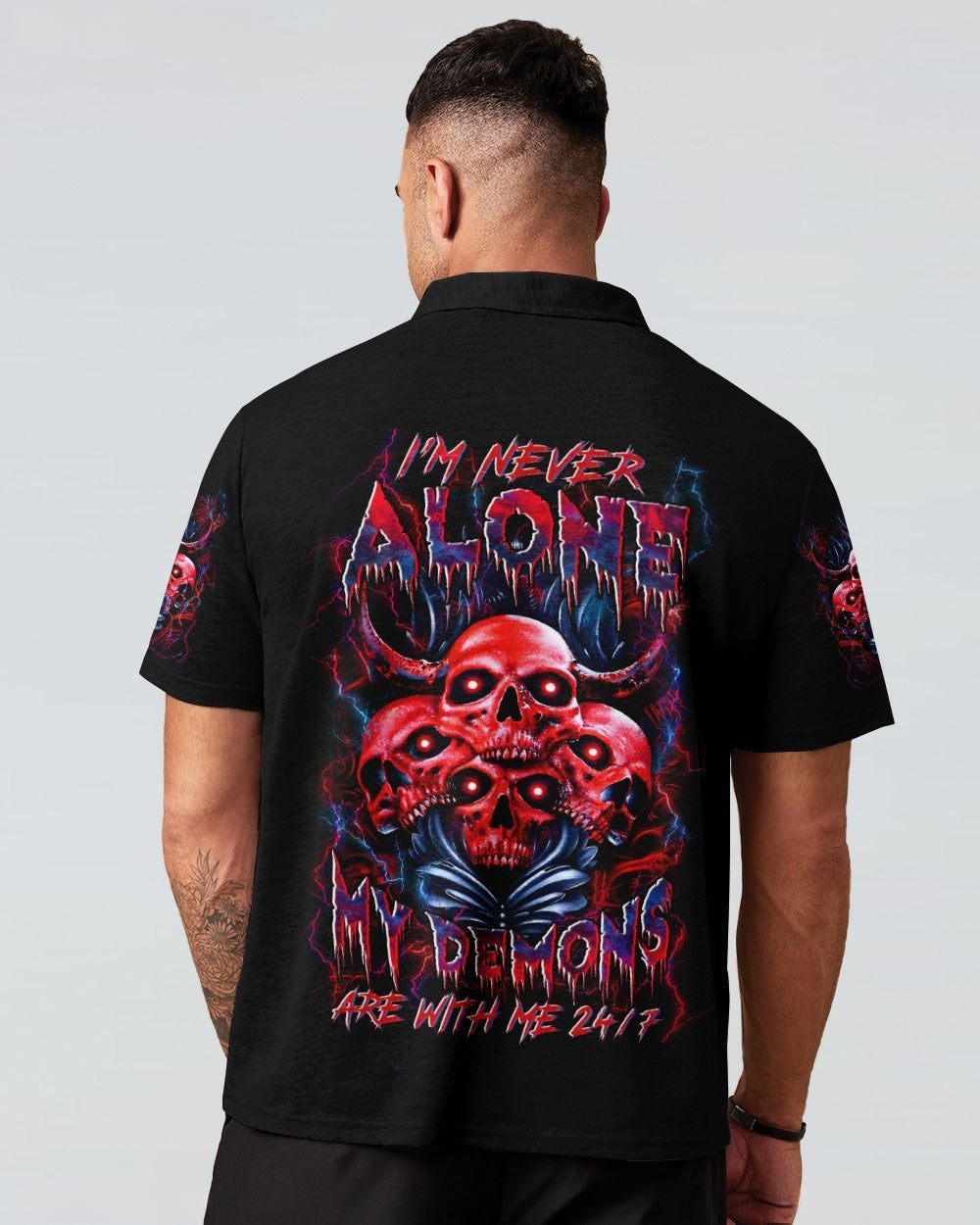 BLISSCORNERS I'M NEVER ALONE SKULL DEMON ALL OVER PRINT