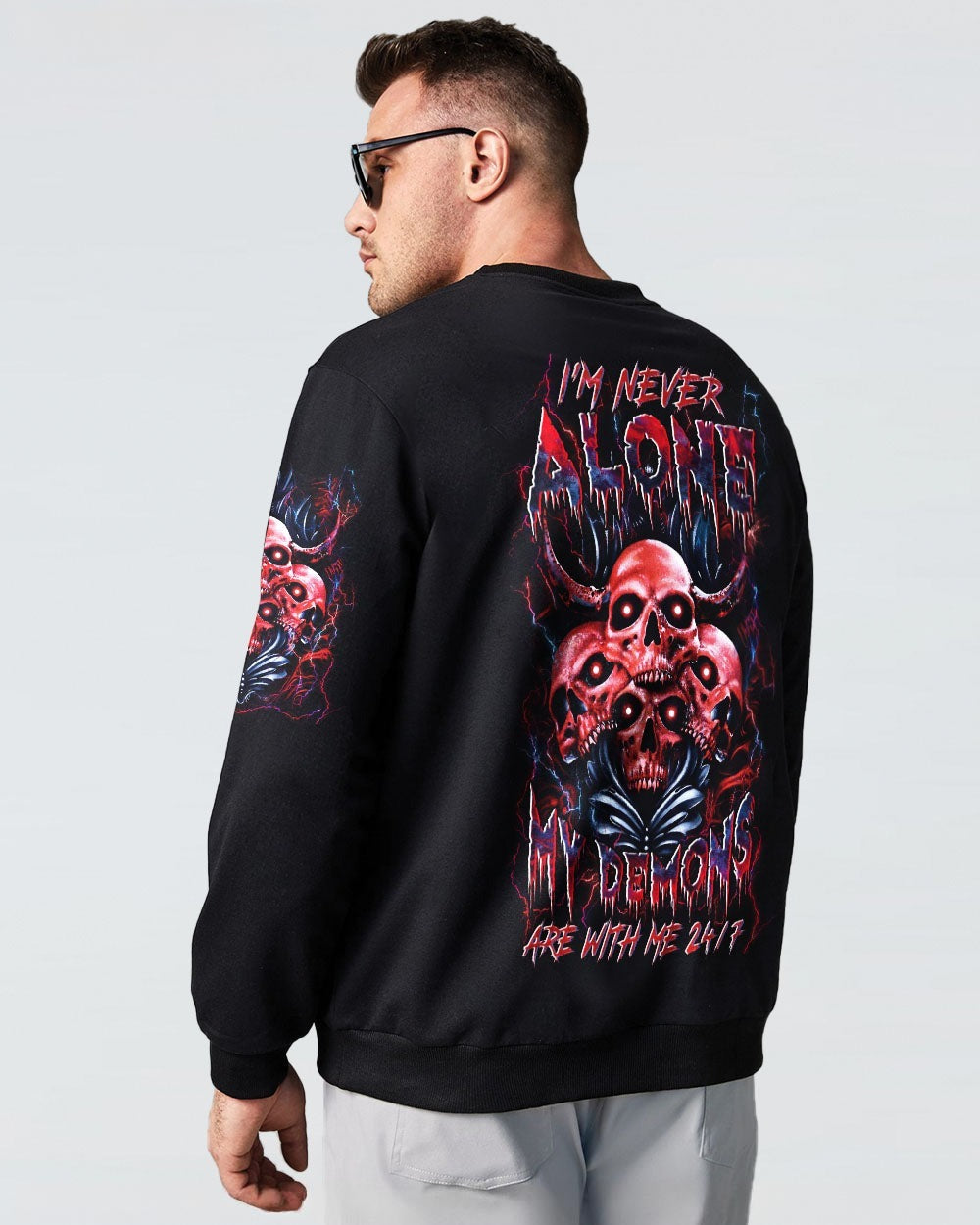 BLISSCORNERS I'M NEVER ALONE SKULL DEMON ALL OVER PRINT