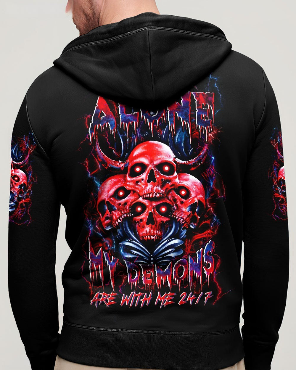 BLISSCORNERS I'M NEVER ALONE SKULL DEMON ALL OVER PRINT