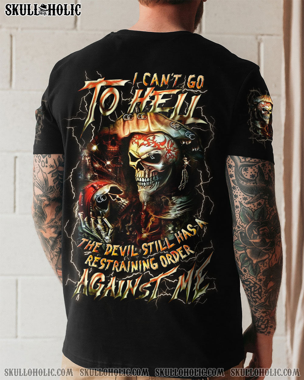 BLISSCORNERS I CAN'T GO TO HELL PIRATE SKULL ALL OVER PRINT