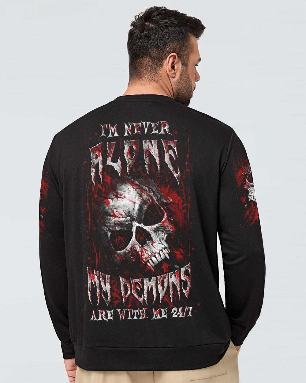 BLISSCORNERS I'M NEVER ALONE SKULL DEMON ALL OVER PRINT