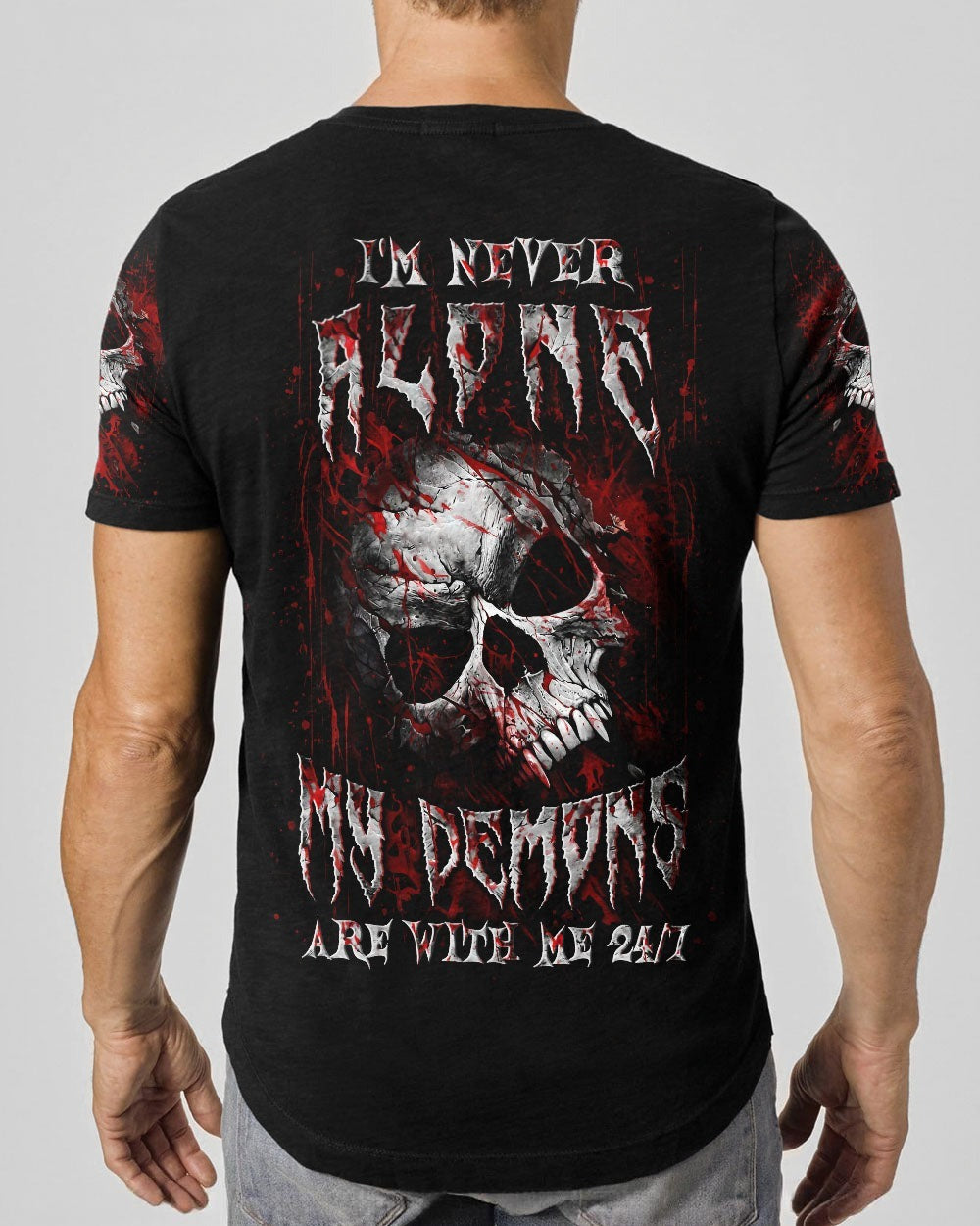 BLISSCORNERS I'M NEVER ALONE SKULL DEMON ALL OVER PRINT