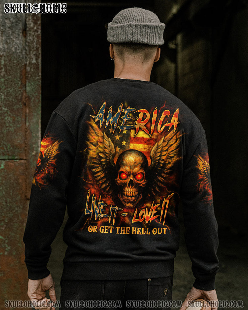 BLISSCORNERS AMERICA LIVE IT LOVE IT OR GET THE HELL OUT ALL OVER PRINT