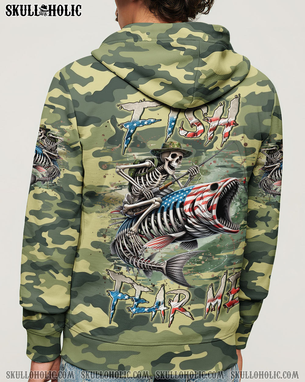 BLISSCORNERS FISH FEAR ME SKULL FISHING CAMO ALL OVER PRINT