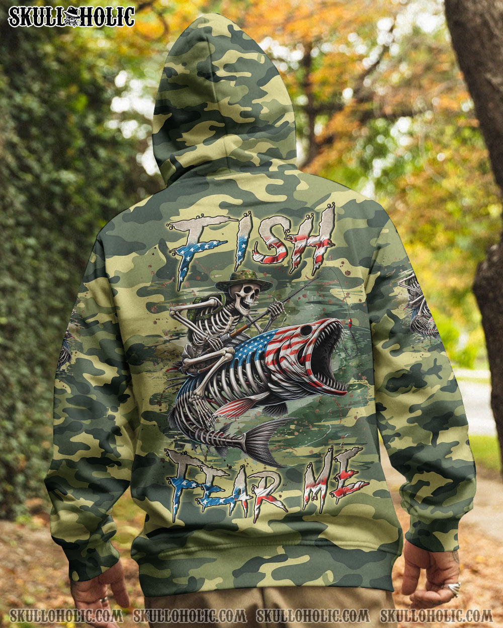 BLISSCORNERS FISH FEAR ME SKULL FISHING CAMO ALL OVER PRINT