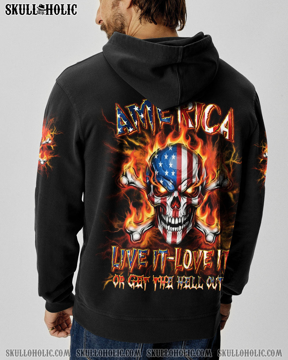 BLISSCORNERS AMERICA LIVE IT LOVE IT OR GET THE HELL OUT ALL OVER PRINT