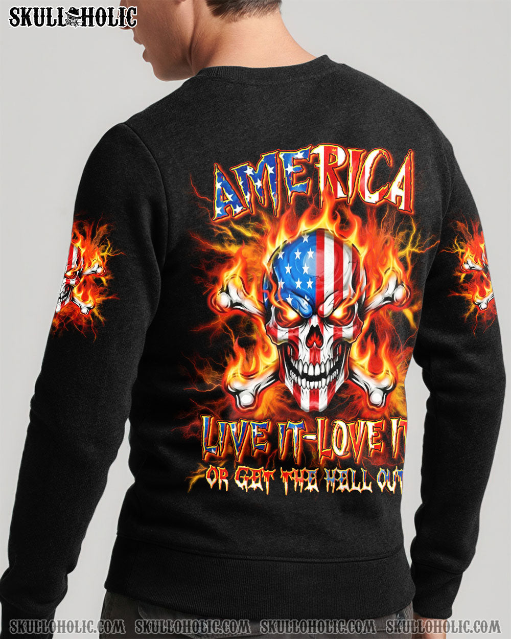 BLISSCORNERS AMERICA LIVE IT LOVE IT OR GET THE HELL OUT ALL OVER PRINT
