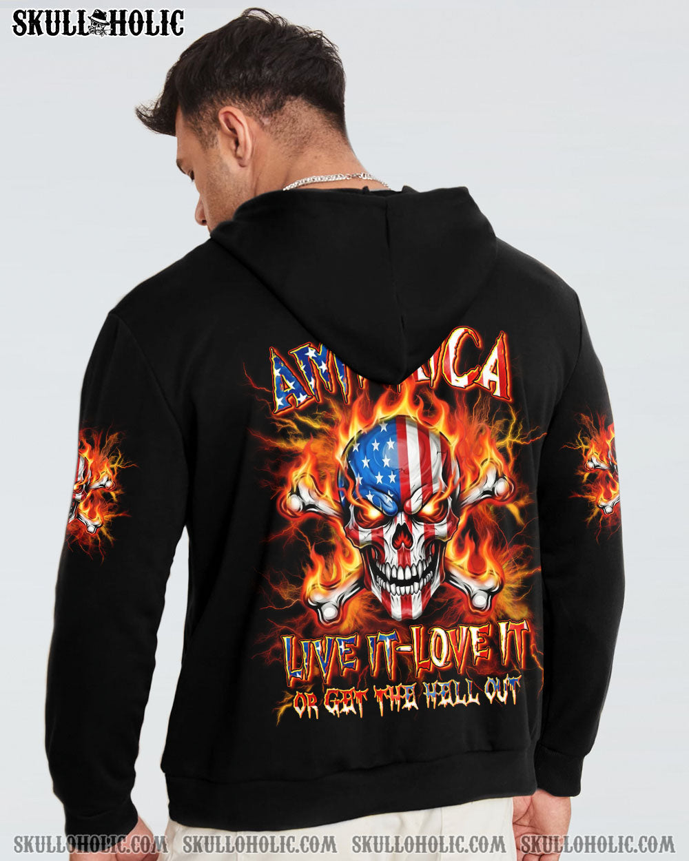 BLISSCORNERS AMERICA LIVE IT LOVE IT OR GET THE HELL OUT ALL OVER PRINT