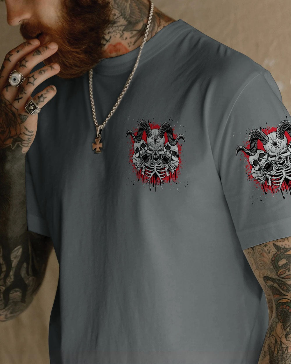 BLISSCORNERS I'M NEVER ALONE SKULL DEMON ALL OVER PRINT