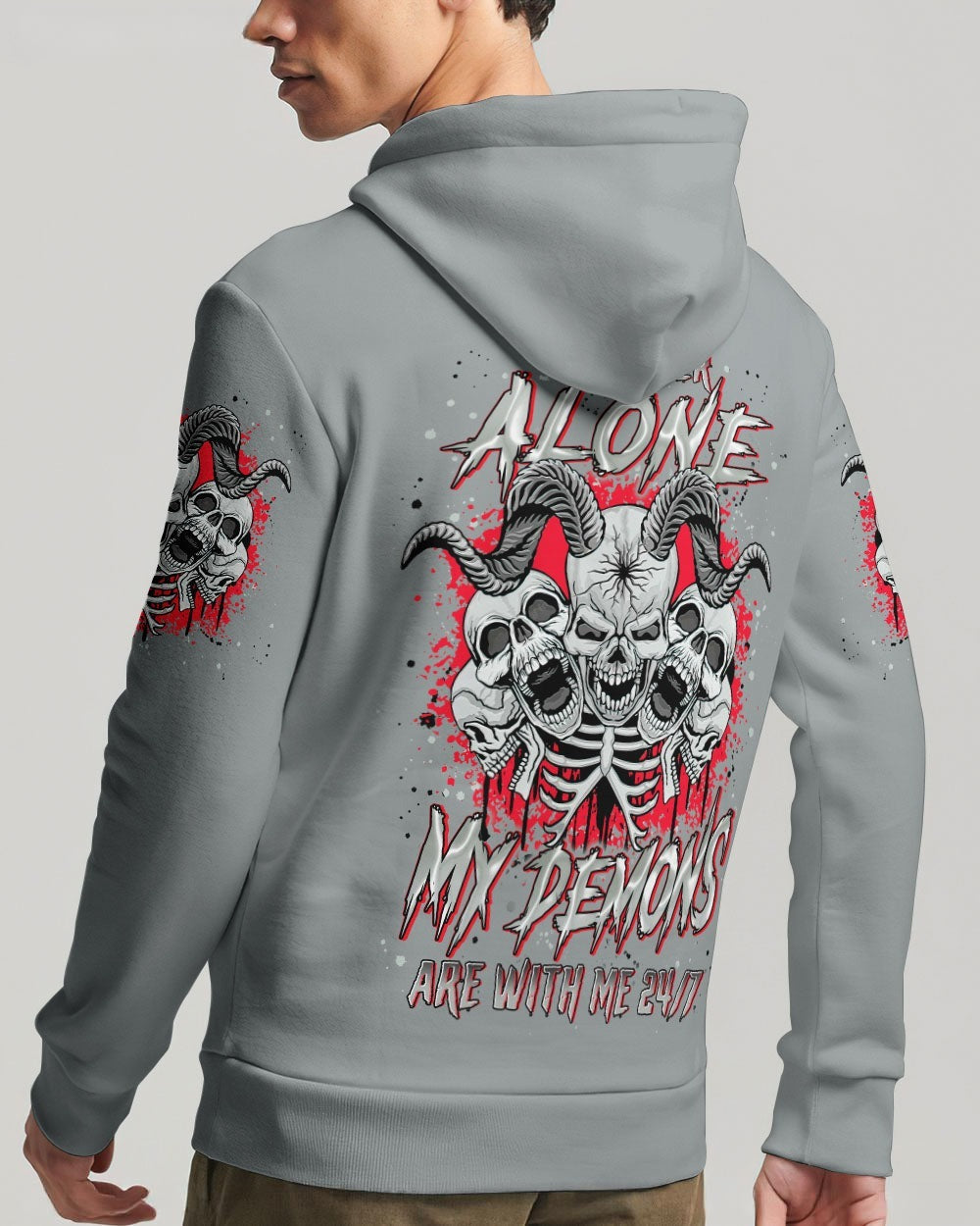 BLISSCORNERS I'M NEVER ALONE SKULL DEMON ALL OVER PRINT