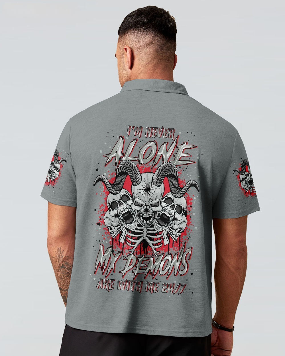 BLISSCORNERS I'M NEVER ALONE SKULL DEMON ALL OVER PRINT