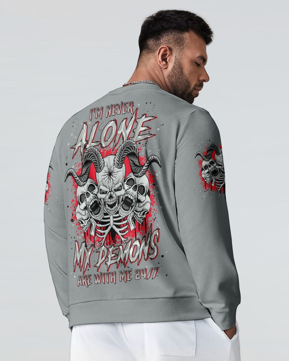 BLISSCORNERS I'M NEVER ALONE SKULL DEMON ALL OVER PRINT