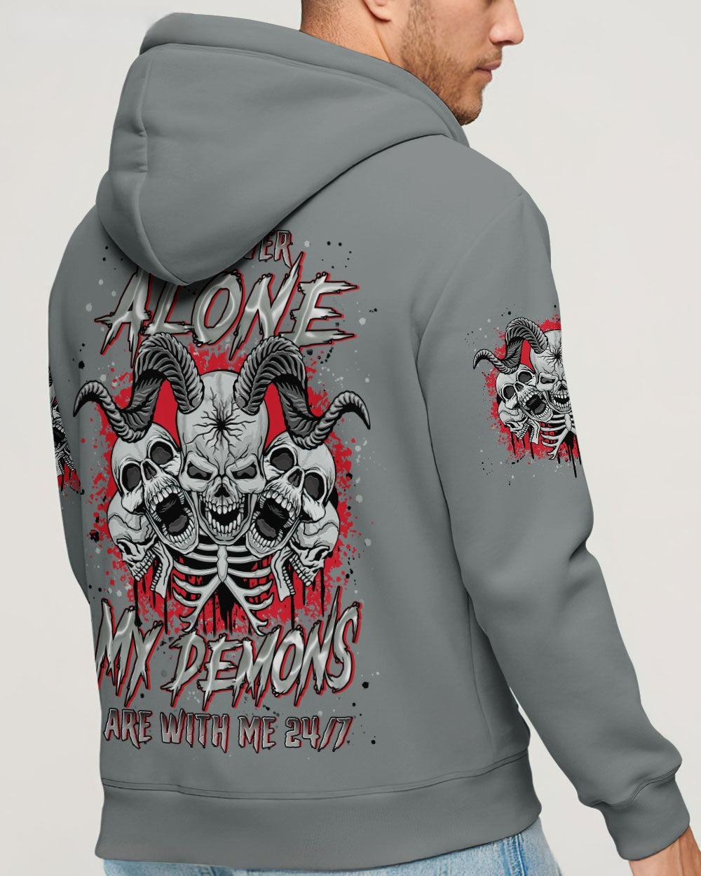 BLISSCORNERS I'M NEVER ALONE SKULL DEMON ALL OVER PRINT