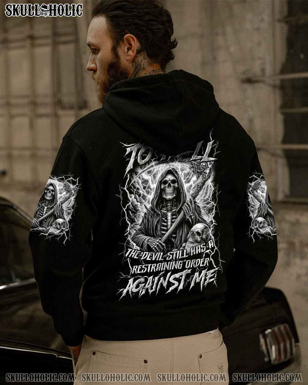 BLISSCORNERS I CAN'T GO TO HELL THUNDER SKULL ALL OVER PRINT