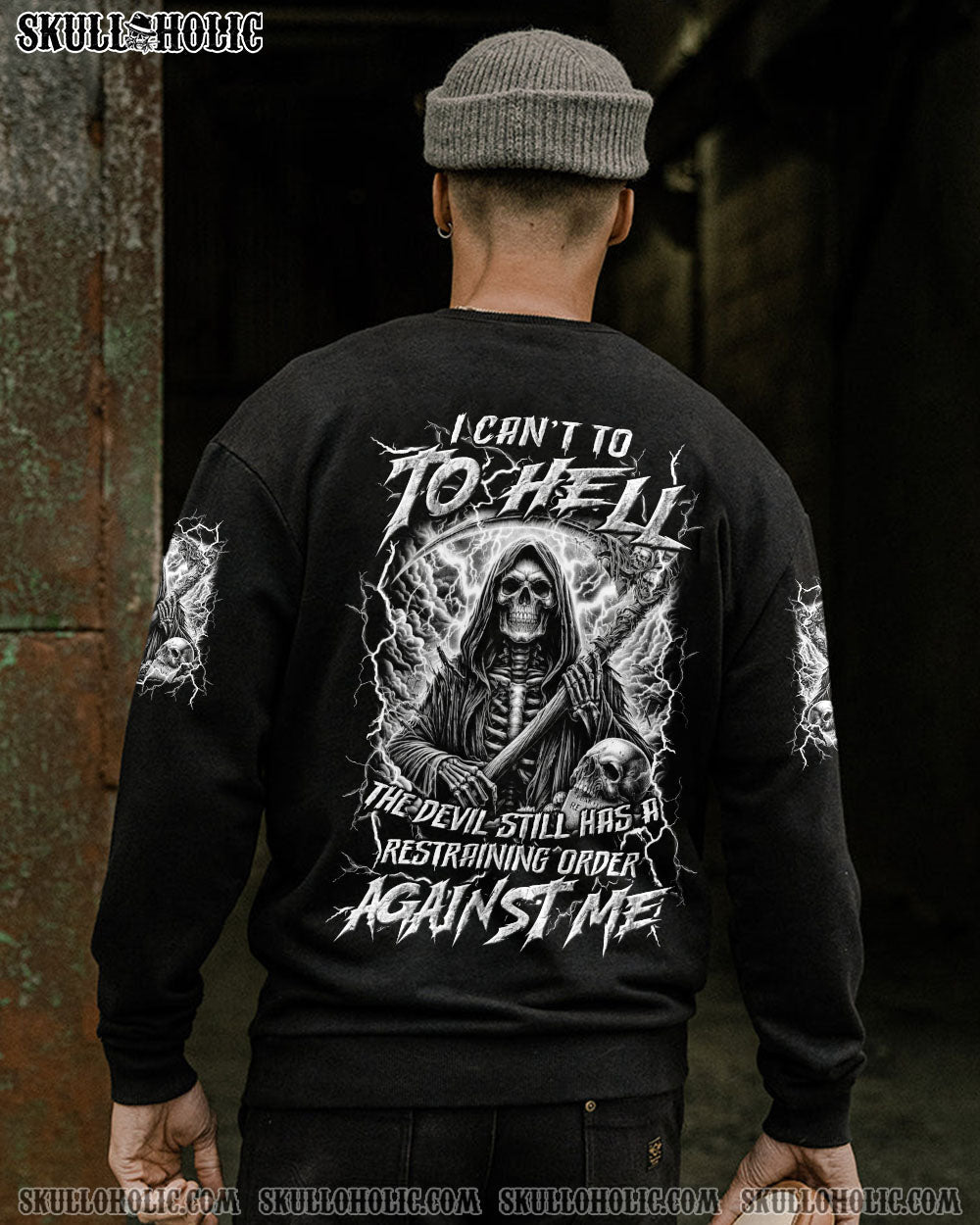 BLISSCORNERS I CAN'T GO TO HELL THUNDER SKULL ALL OVER PRINT