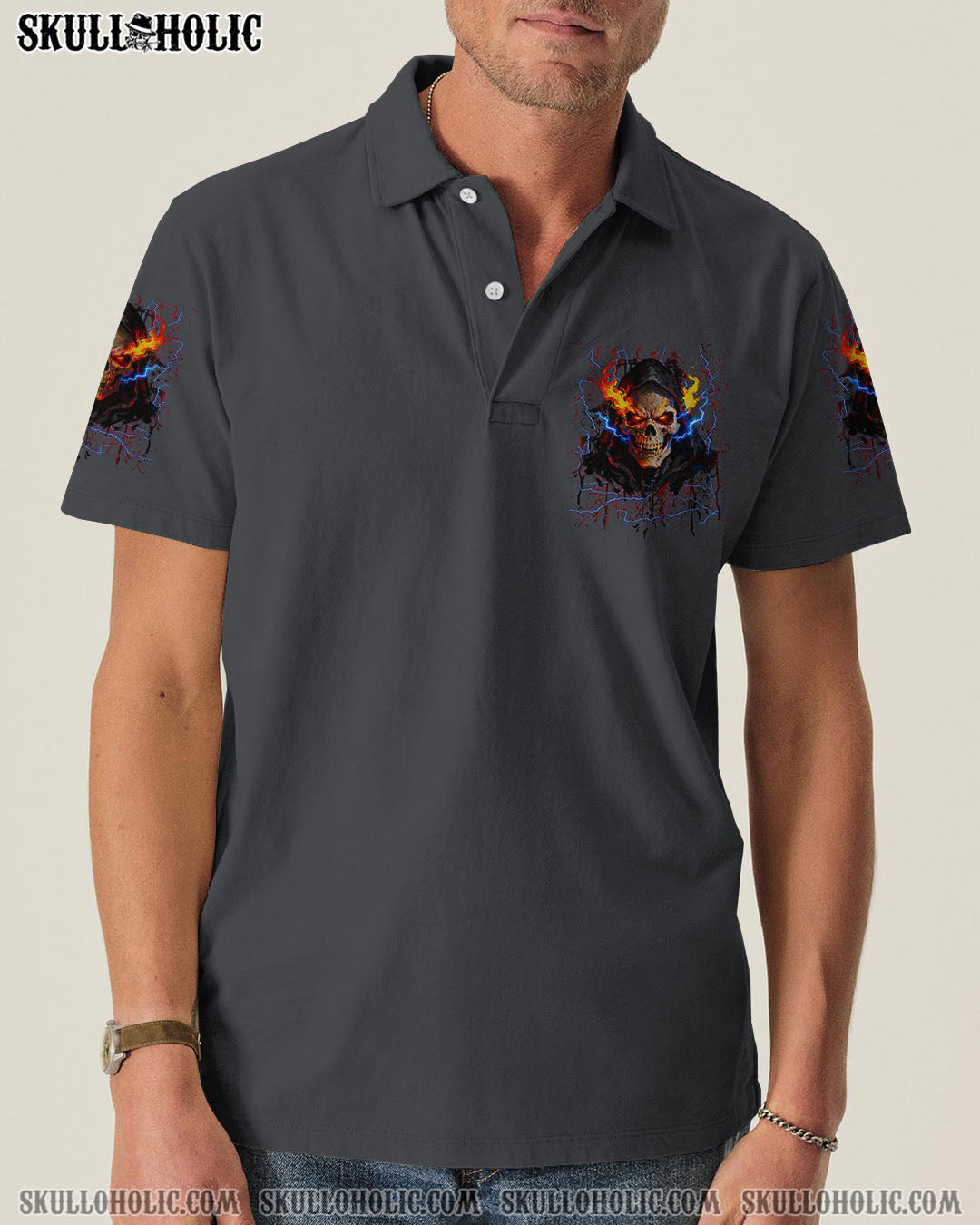 BLISSCORNERS I CAN'T GO TO HELL THUNDER SKULL ALL OVER PRINT