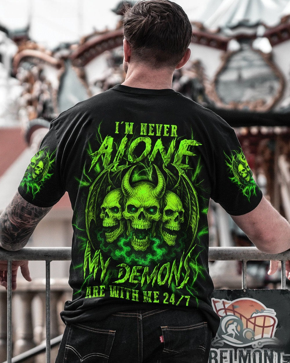 BLISSCORNERS I'M NEVER ALONE SKULL DEMON ALL OVER PRINT