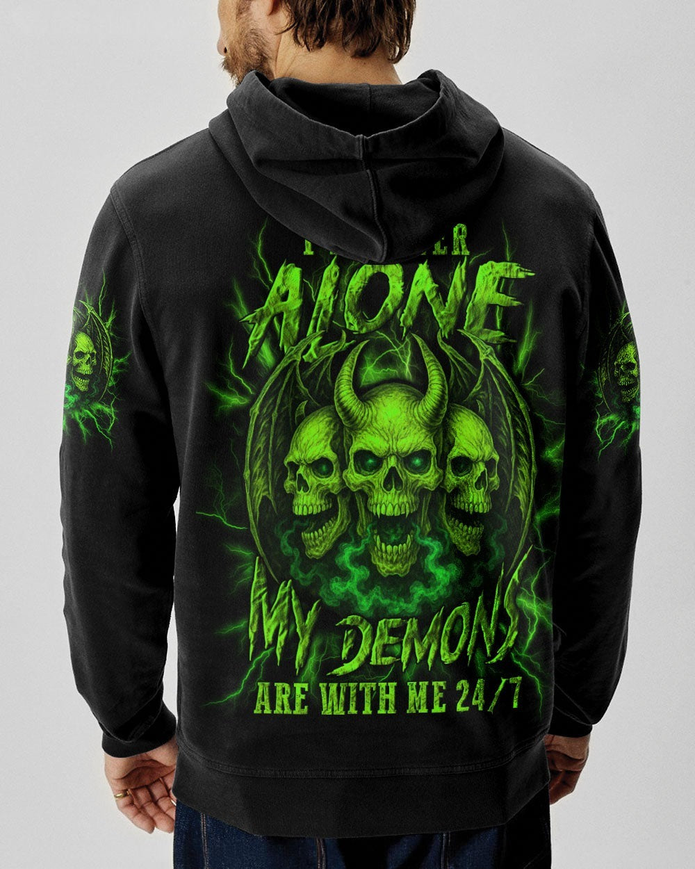 BLISSCORNERS I'M NEVER ALONE SKULL DEMON ALL OVER PRINT