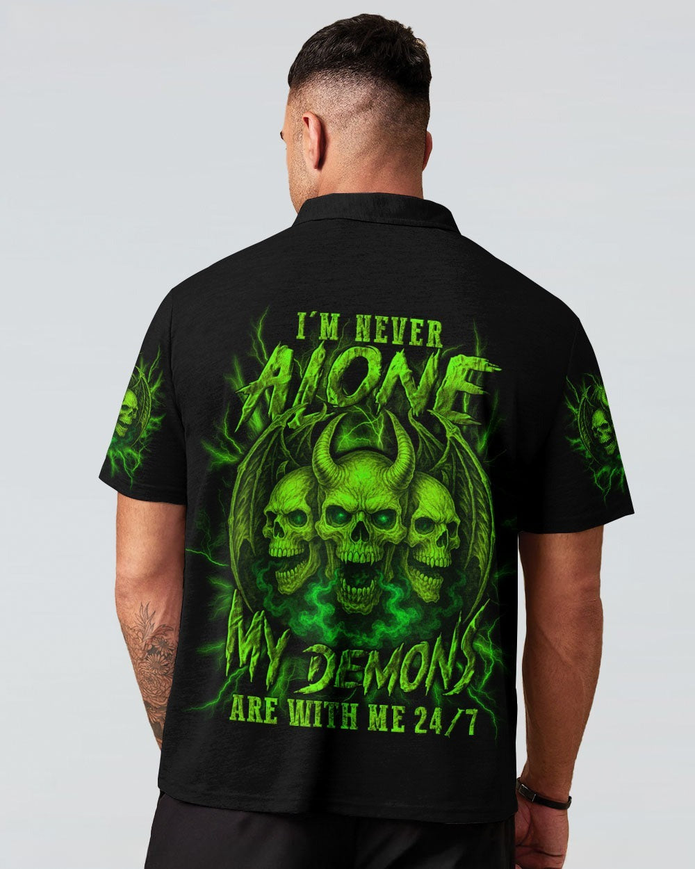 BLISSCORNERS I'M NEVER ALONE SKULL DEMON ALL OVER PRINT