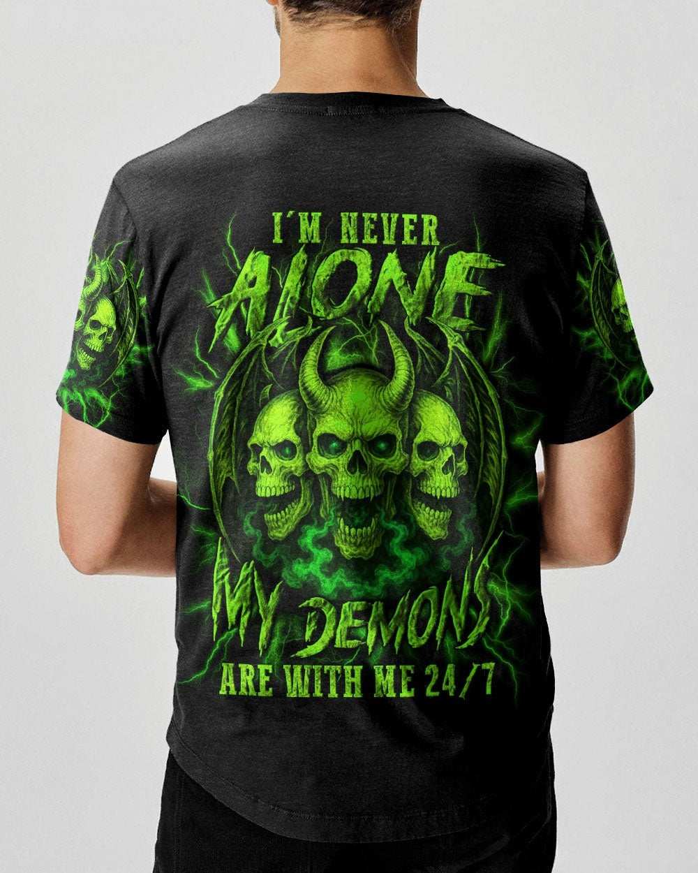 BLISSCORNERS I'M NEVER ALONE SKULL DEMON ALL OVER PRINT