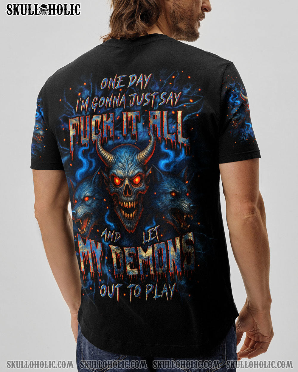 BLISSCORNERS ONE DAY I'M GONNA JUST SAY SKULL WOLF ALL OVER PRINT