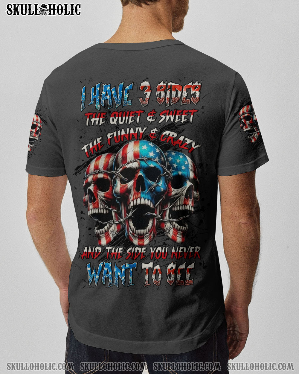 BLISSCORNERS I HAVE 3 SIDES 3 SKULLS ALL OVER PRINT