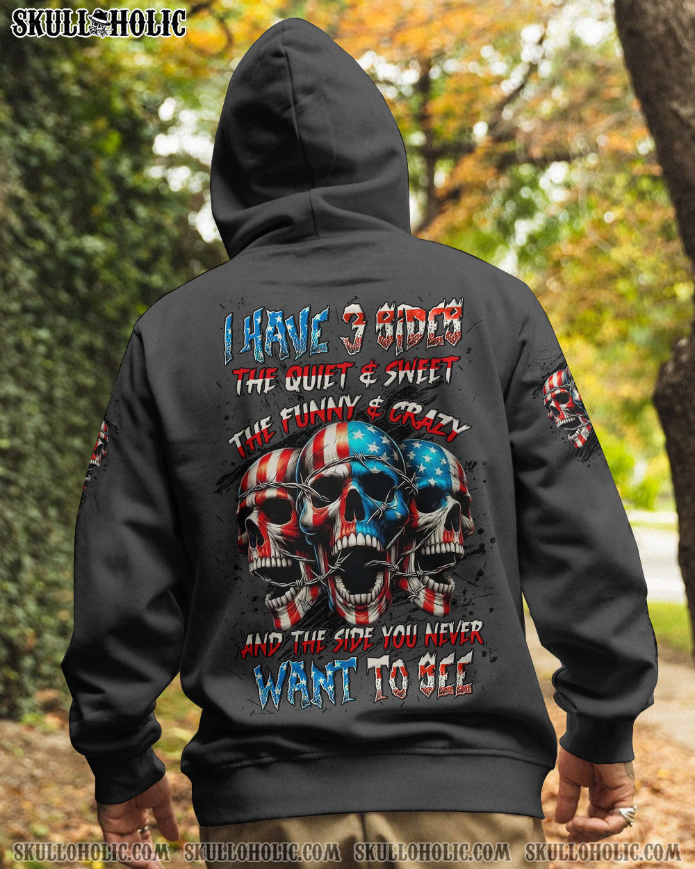 BLISSCORNERS I HAVE 3 SIDES 3 SKULLS ALL OVER PRINT