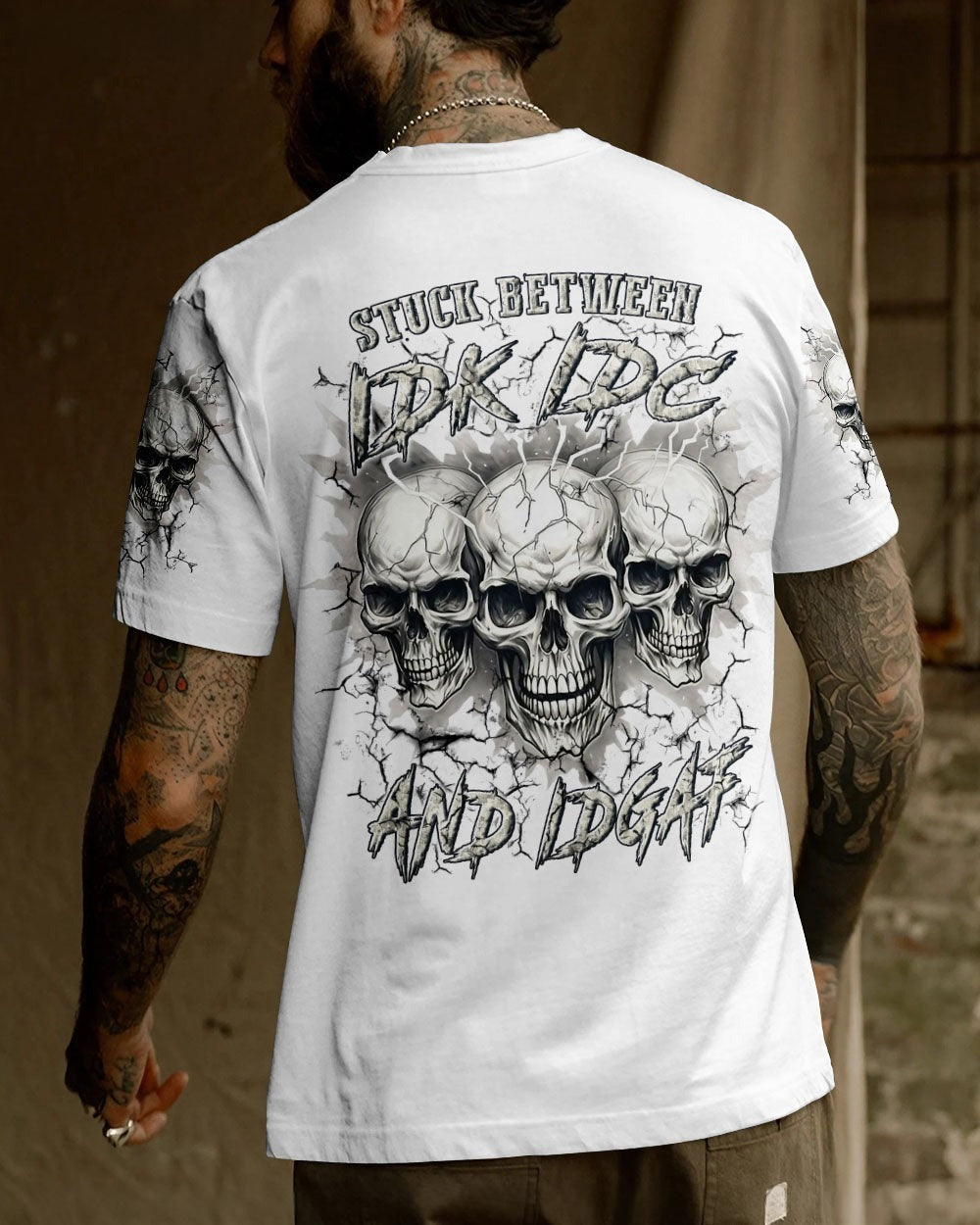 BLISSCORNERS STUCK BETWEEN IDK IDC AND IDGAF SKULL ALL OVER PRINT