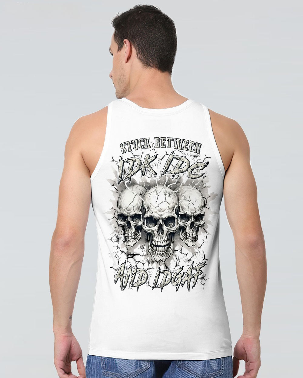 BLISSCORNERS STUCK BETWEEN IDK IDC AND IDGAF SKULL ALL OVER PRINT