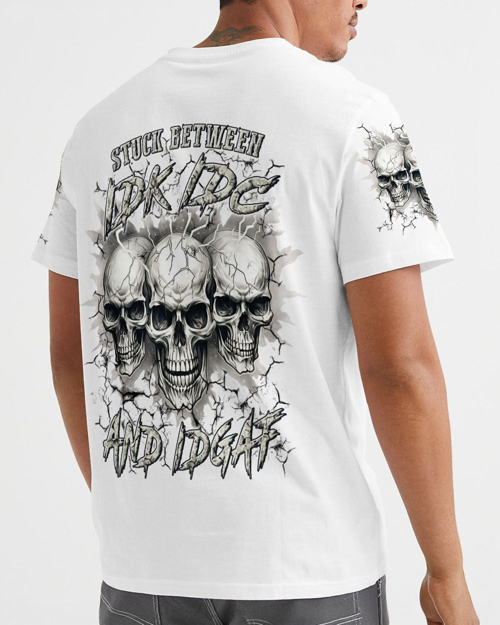 BLISSCORNERS STUCK BETWEEN IDK IDC AND IDGAF SKULL ALL OVER PRINT