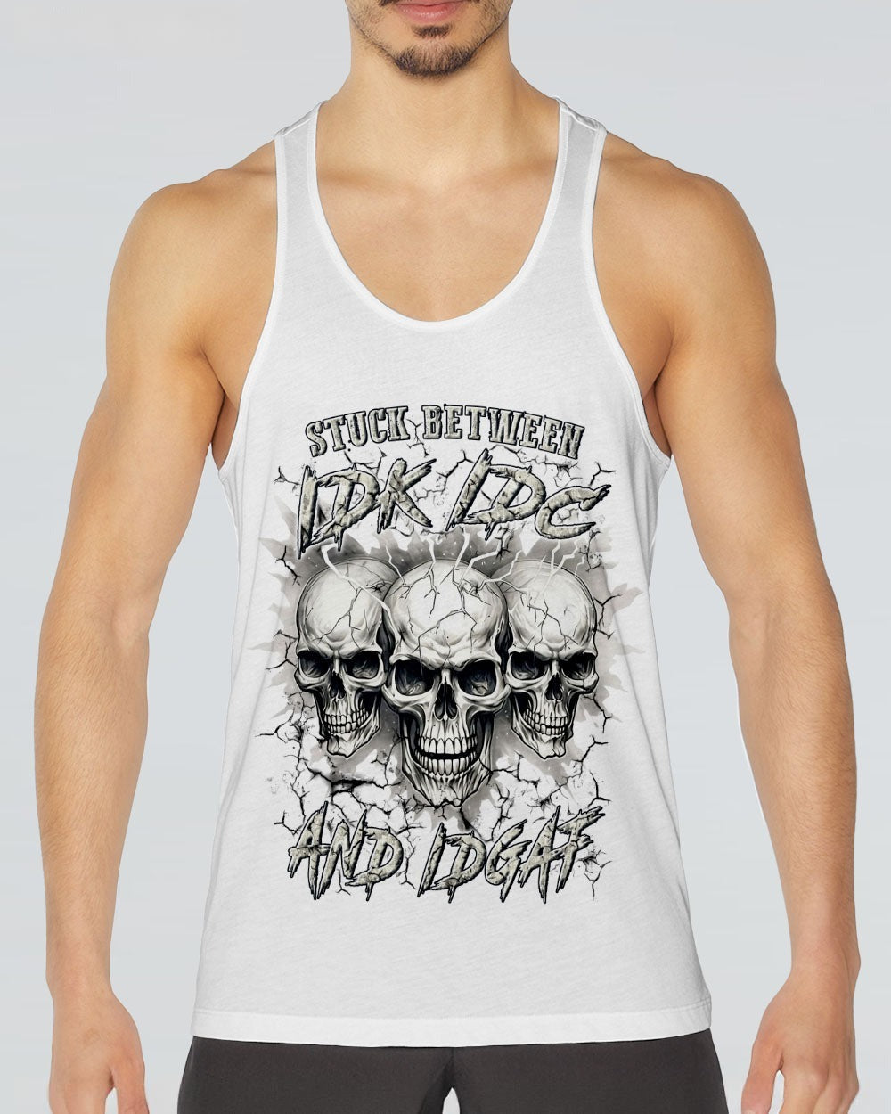 BLISSCORNERS STUCK BETWEEN IDK IDC AND IDGAF SKULL ALL OVER PRINT