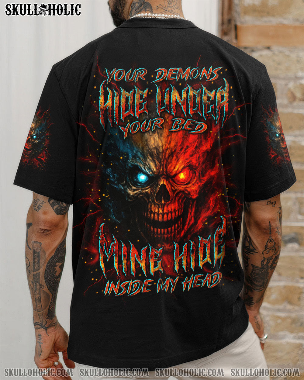 BLISSCORNERS YOUR DEMONS HIDE UNDER YOUR BED SKULL ALL OVER PRINT