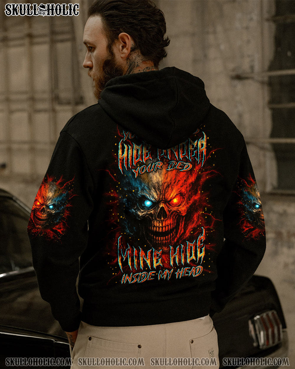 BLISSCORNERS YOUR DEMONS HIDE UNDER YOUR BED SKULL ALL OVER PRINT