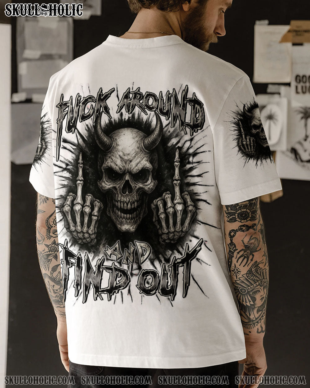 BLISSCORNERS F AROUND AND FIND OUT SKULL ALL OVER PRINT