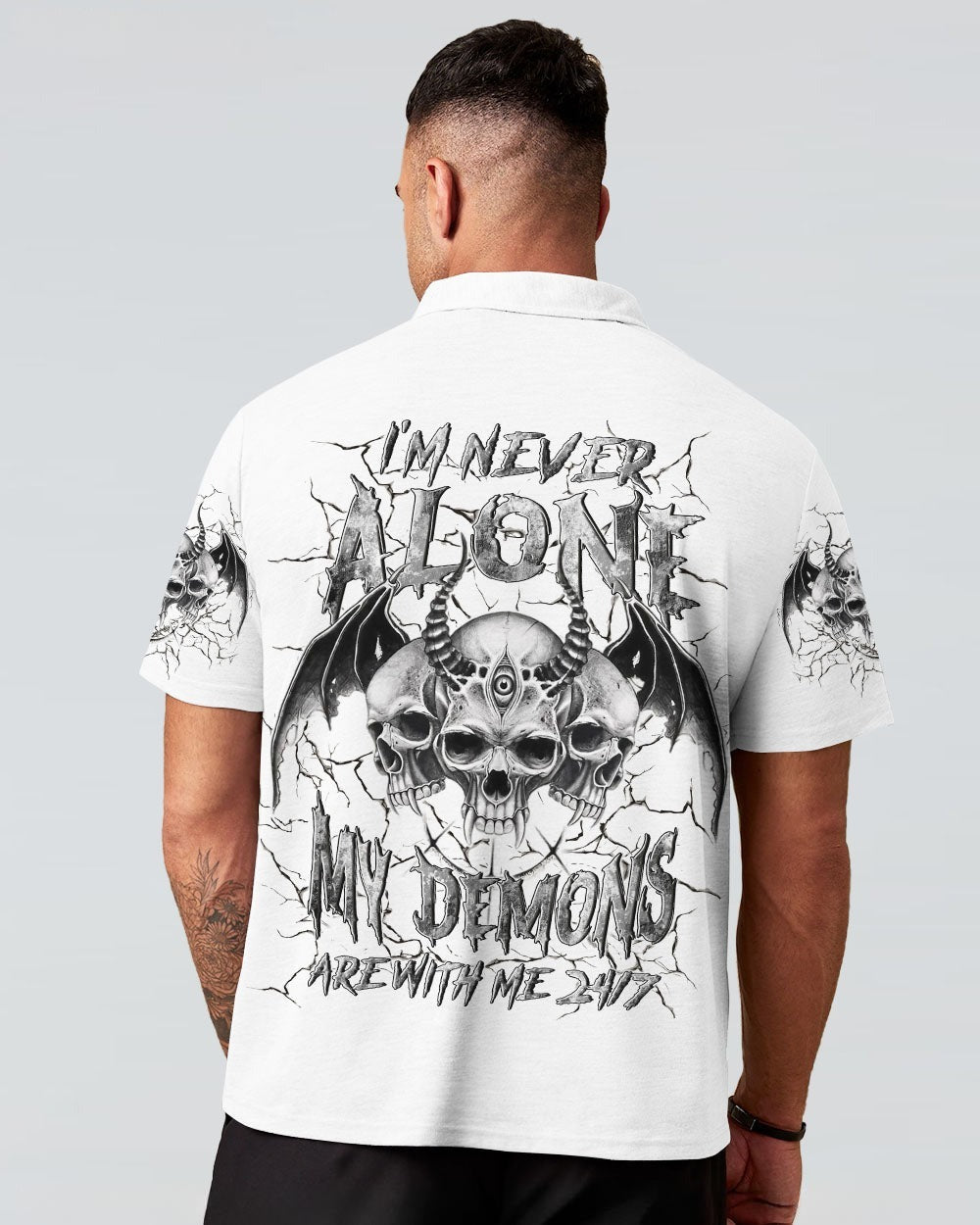 BLISSCORNERS I'M NEVER ALONE SKULL DEMON ALL OVER PRINT