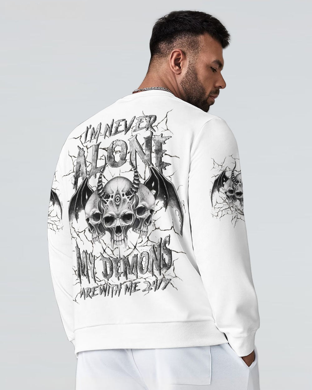 BLISSCORNERS I'M NEVER ALONE SKULL DEMON ALL OVER PRINT