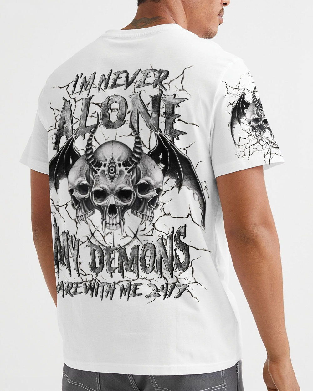 BLISSCORNERS I'M NEVER ALONE SKULL DEMON ALL OVER PRINT