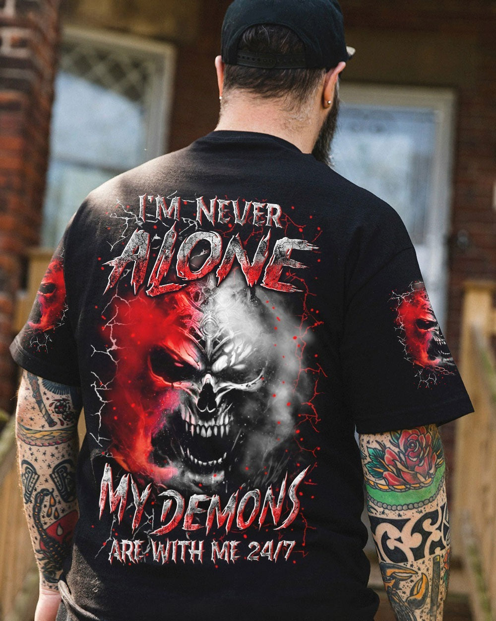 BLISSCORNERS I'M NEVER ALONE SKULL DEMON ALL OVER PRINT