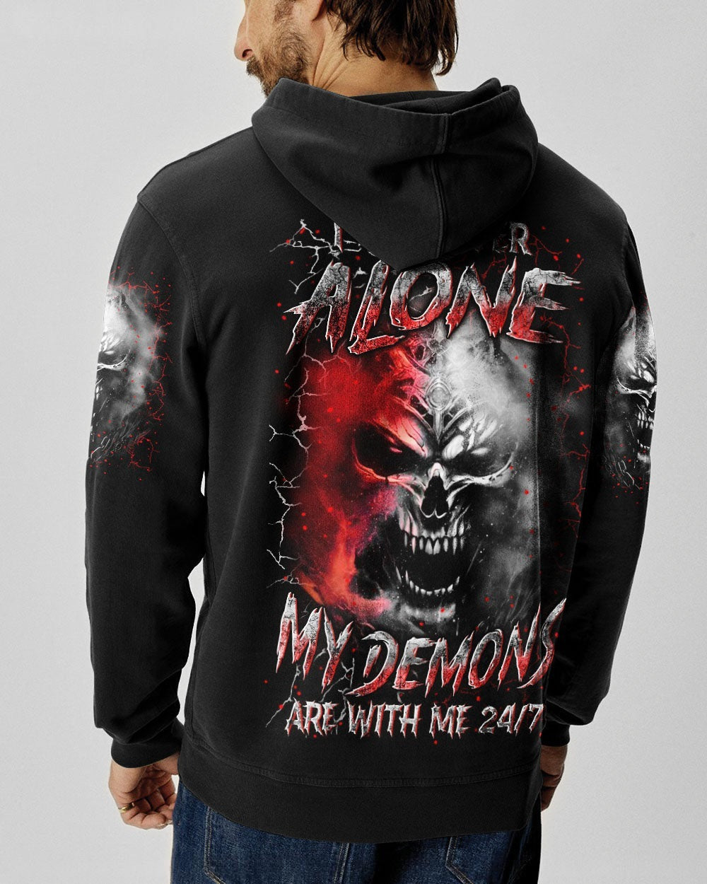 BLISSCORNERS I'M NEVER ALONE SKULL DEMON ALL OVER PRINT