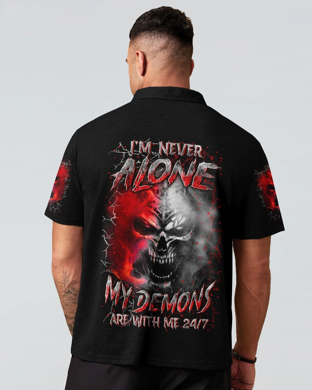 BLISSCORNERS I'M NEVER ALONE SKULL DEMON ALL OVER PRINT